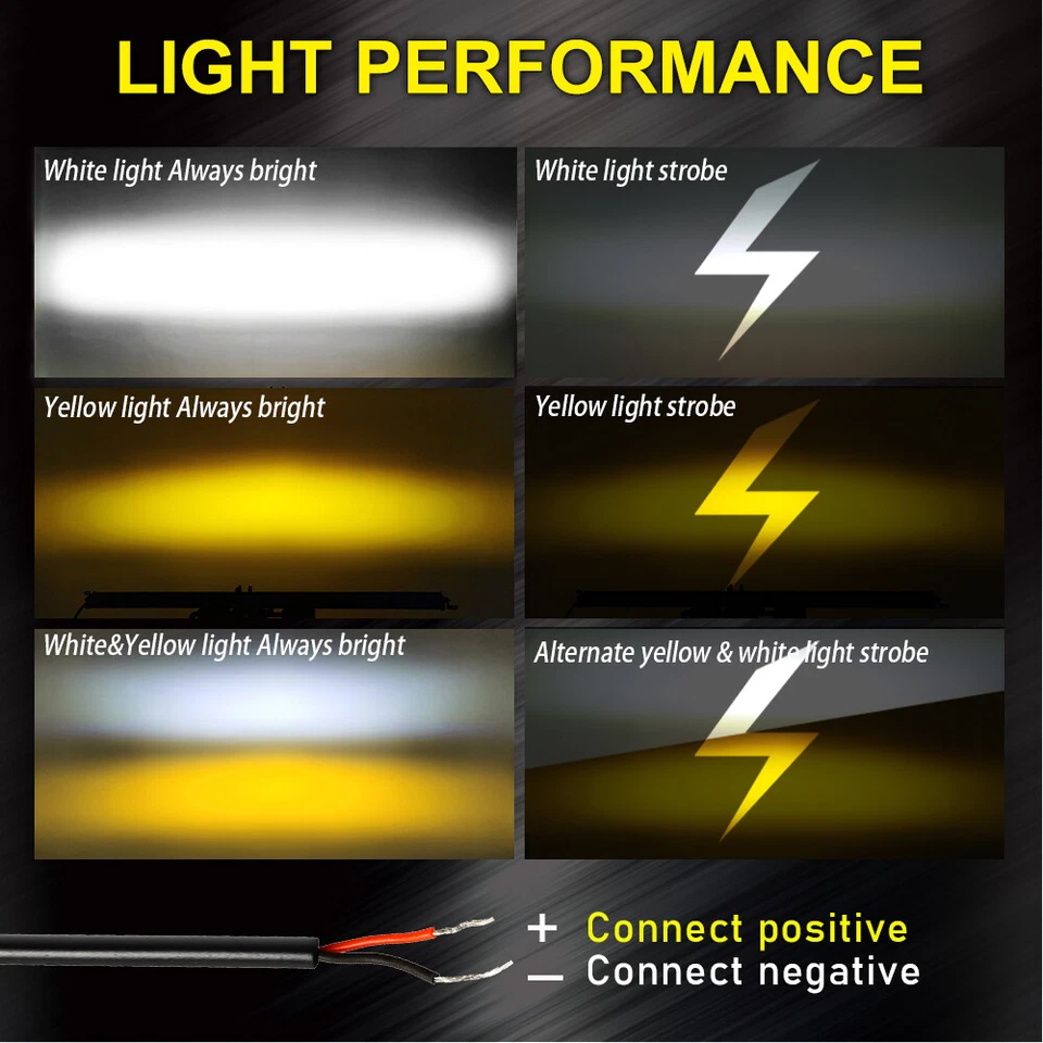 Barra de luz LED delgada de 50" estroboscópica ámbar blanco + soporte + cable para Jeep Wrangler JK 07-18 Foto 4 de 4