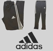 Adidas - Youth Boys Athletic Pants Large 13-14 Years Climacool Black Zip Ankle