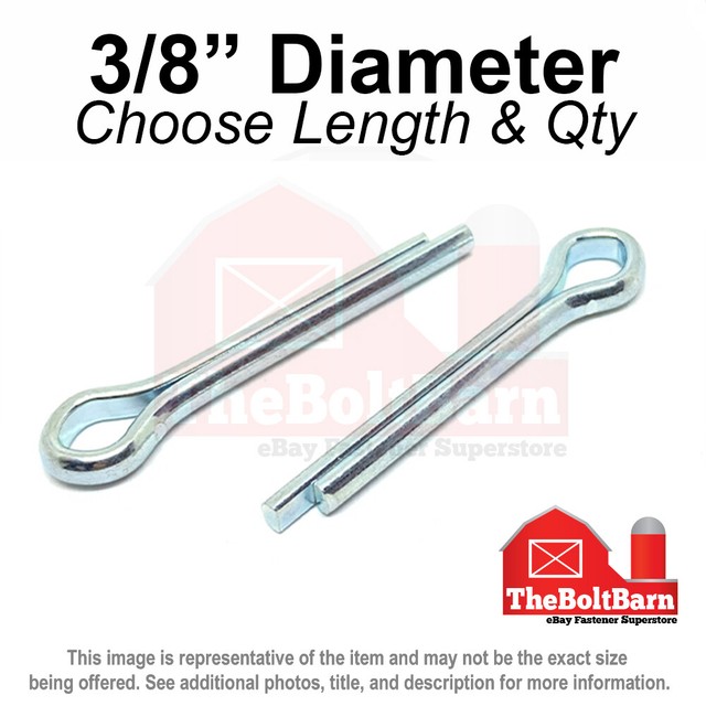 3/8" Extended Prong Grade A Steel Split Cotter Pins Zinc (Pick Size