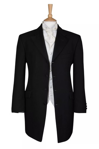 I14 MENS BLACK 100% WOOL WEDDING EVENING FORMAL FUNERAL DIRECTORS SUIT JACKET - Picture 2 of 8
