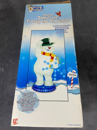 Gemmy Frosty Il Pupazzo di Neve 18" Fiocco di Neve Animato Spinning 2002 Light Box LEGGI - Foto 8 di 11