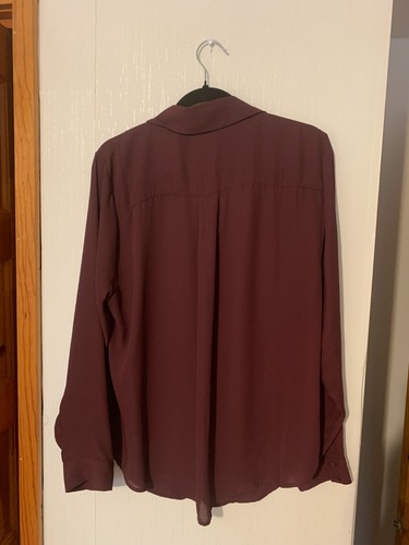 NWT Torrid Madison Georgette Button-Up Long Sleeve Shirt Wine 1X - Picture 6 of 6