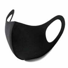 2 X WASHABLE FASHION PROTECTIVE STRETCH FACE MASK - BLACK - UNISEX - FREE SIZE