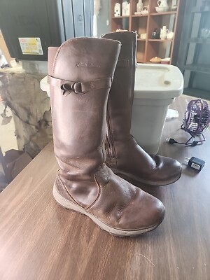 Womens Eddie Bauer Lodge Boots Brown Leather Freeheat Tall