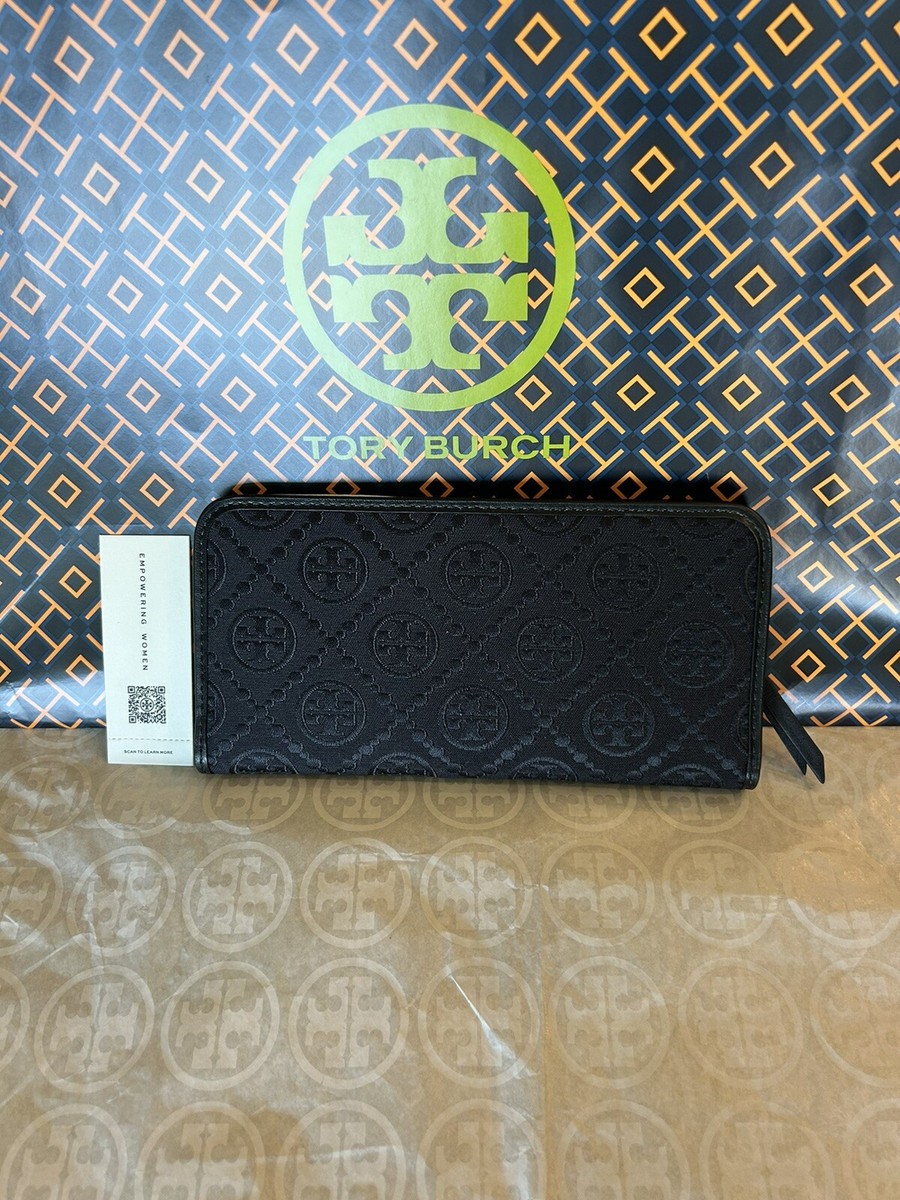 長財布 [ToryBurch]T MONOGRAM ZIP SLIM WALLET - BLACK T Monogram Zip Slim Wallet: Women's Wallets & Card Cases