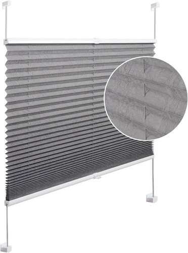 Woltu Plissee Faltrollo Jalousie Klemmfix ohne Bohren blickdicht Rollo 55x130