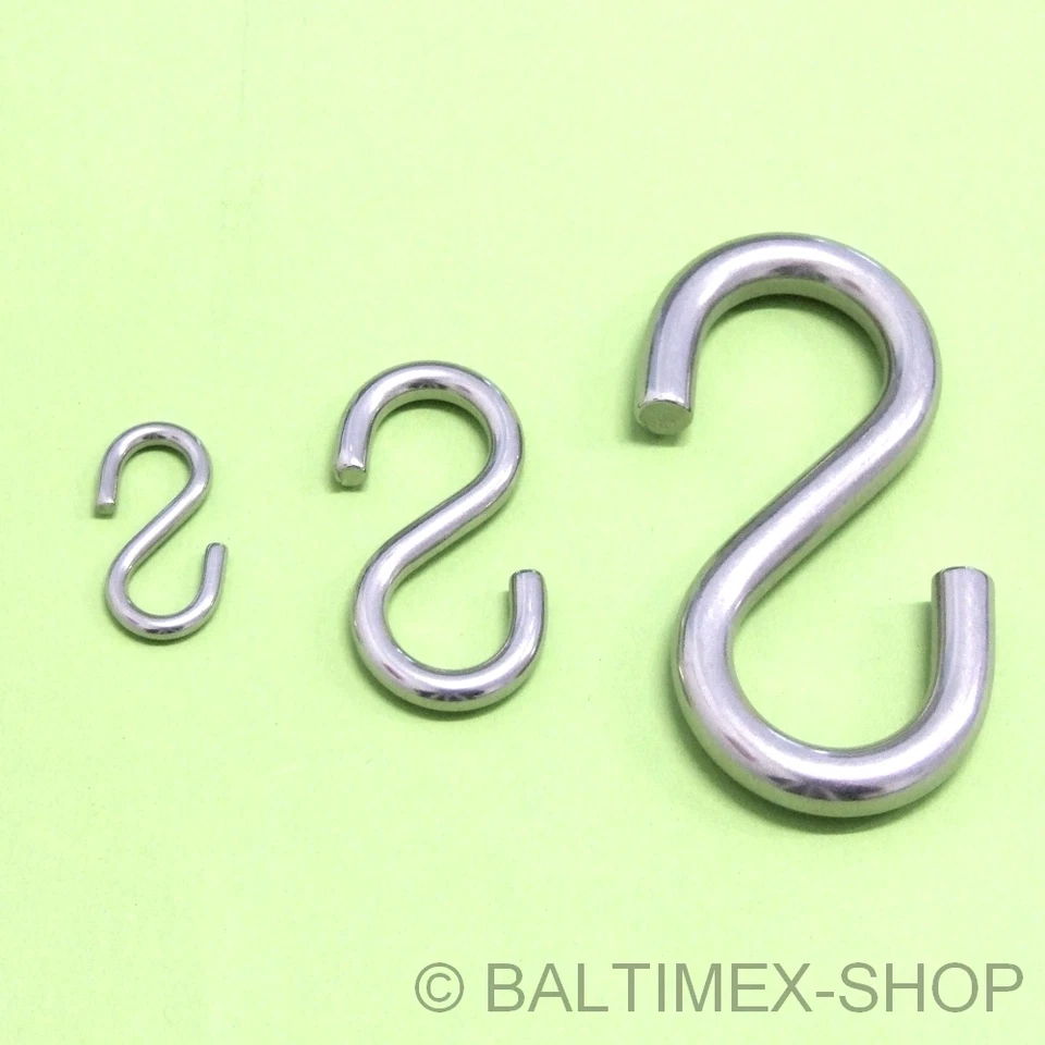 MARKENLOS S-Haken Edelstahl A4 Aufhängung Haken Edelstahlhaken NIRO Küchenhaken