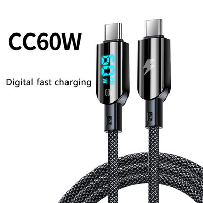 60W USB C PD Schnellladekabel Datenkabel LED Display Nylon OTG | Netzteil Tester