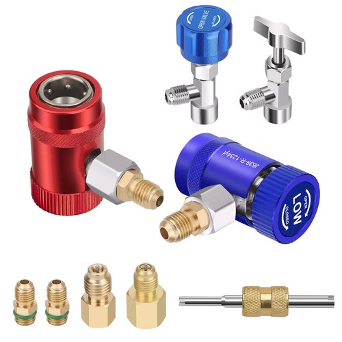 R1234YF Quick Coupler Adapter Set with Self-Sealing & Puncture Can Tap Car A/C - Picture 3 of 13
