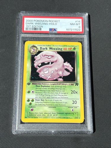 2000 Pokemon - 1st Edition Dark Weezing Holo Rare Team Rocket 14/82 - PSA 8