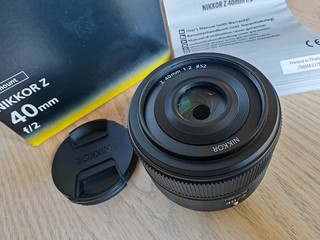 Nikon NIKKOR Z 40mm f/2 Lens with original packaging and manual