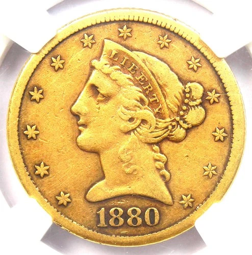 1880-CC Liberty Gold Half Eagle $5 Carson City Coin - Certified NGC VF30 - Rare!