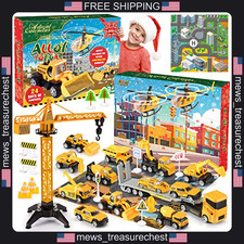 Construction Vehicle Advent Calendar for Kids, 24 Surprises, Alloy  Plastic