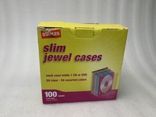 Staple 100-pack of OfficeMax Brand Slim CD/DVD Jewel Cases / New