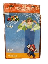 Super Mario Luigi Kids Costume Outfit Size 2-4Y Opposuits New Sealed