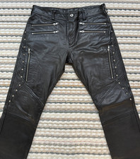 DIESEL CUSTOM LEATHER MEN PANTS WITH 8 ZIP PO...