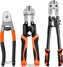 3-Pack Bolt Cutters Set,14" Heavy Duty Cutter,8"Small Black, Orange 
