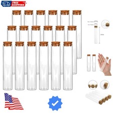 18pcs Glass Tube, 25 120mm Clear Flat Tubes with Cork Stoppers for Plants P...