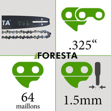 Pack Guide + Chaîne tronçonneuse 64entraineurs 38cm de coupe 0.325 0.058