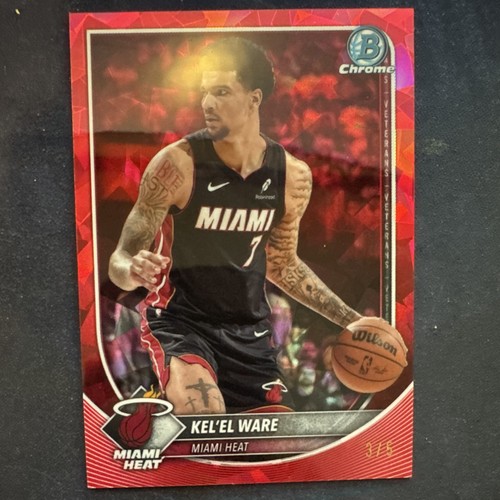 Topps 2025-26 Bowman Chrome red cracked ice Kel'el Ware #BCV-90 Miami Heat /5 🔥