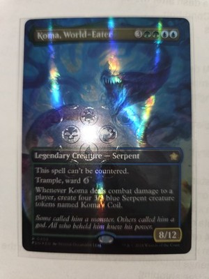 mtg, Koma, World-Eater (Borderless) (Mana Foil) Foundations Foil NM