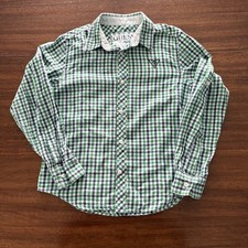 Guess Boys Blue Green Gingham Long Sleeve Button Up Shirt Size M 12/14 