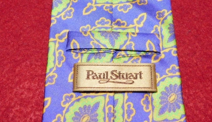 PAUL STUART MADE IN ITALY PURPLE/GREEN/YELLOW FLORAL TIE - DESIGNER TIES. - Image 3 of 3