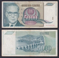 Yugoslavia Banknote 5000 DINAR 1992 P.-115 BB/VF