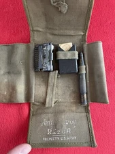 WWI US Army Issue Auto Strop Safety Razor Kit With BLADES Pouch WW1 Set Kit