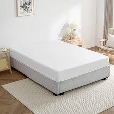 Queen Fitted Sheet Cotton White 1pc EasyFit 16 Inch Deep Pocket Bedding