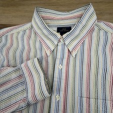 Brooks Brothers Oxford Button Down Shirt Seersucker Striped XL 346 Preppy