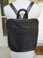 Vilenca Holland Luxury Genuine Woven Black Leather Backpack Rucksack - Used Once