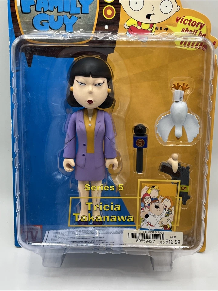 Figura de acción Mezco Tricia Takanawa Family Guy serie 5 2006 ¡Nueva! Púrpura Foto 2 de 4