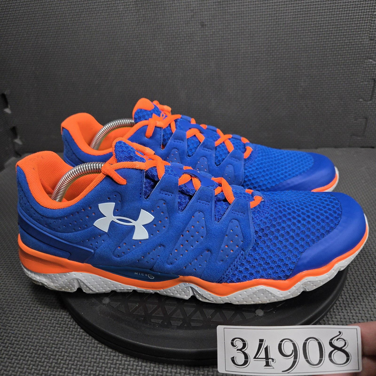 Under Armour Micro G Shoes Mens Size 11.5 Blue Orange Sneakers 1255123-406