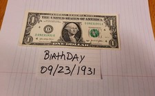 $1 2021/D09231931E/Fancy Serial Number Note/Birthday/SEPTEMBER 23,1931