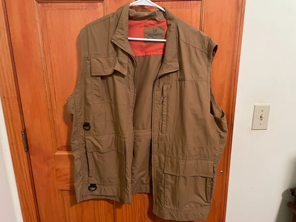 Outdoor Life Tan Lightweight Canvas Utility Fishing Hunting Vest EUC XL - Image 2 of 4
