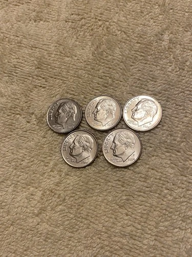 Lot Of 5 AU 2024-P Roosevelt Dimes - ACTUAL COINS