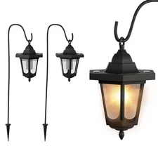 Black Outdoor Integrated LED Landscape Hanging Coach Path Lights (2-Pack)
