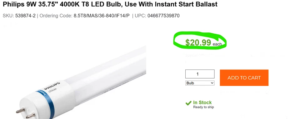 2-Pack 36” LED 2-Pin G13 Medium Base 8.5-Watt 1400-Lumens 80 CRI 4000K Cool Whi - Image 3 of 4