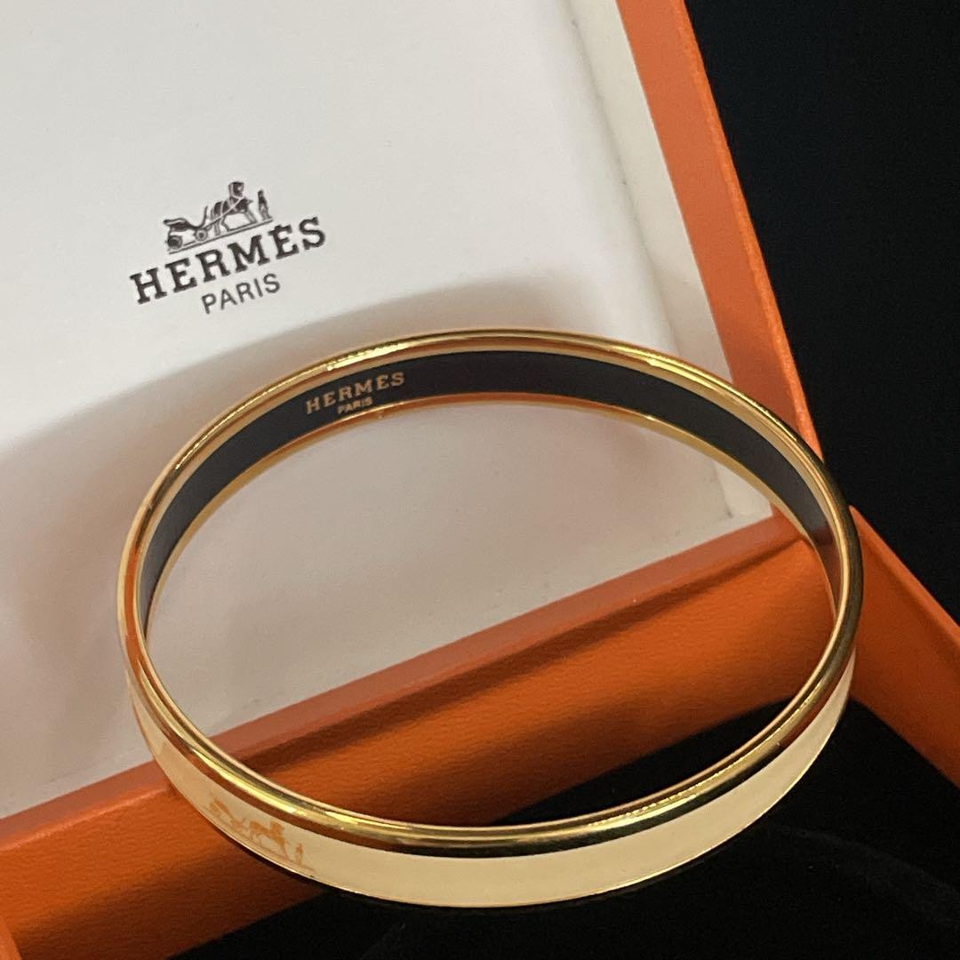Hermes Email Mm Bangle Cloisonne Carriage Excellent Used No Box Auth 80cm