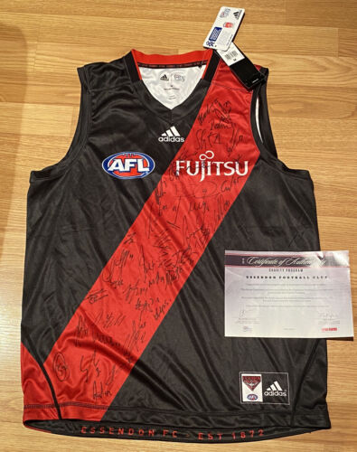 2016 Essendon Squad Hand Signed Jumper ADIDAS Offical Licensed AFL COA Jersey M - Picture 1 of 10