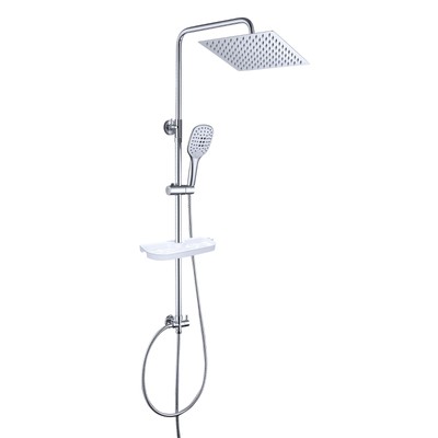 JOHO Badezimmer Duschsystem mit Regal Wandmontage Verstellbares Regenduschset