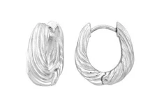 Sterling Silver Huggie Hoop Earrings U shaped Textured Flawless Finish 11/16"