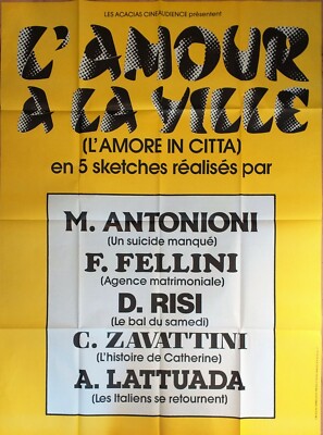 Affiche Cinema L'AMOUR A LA VILLE Antonioni Fellini 120 x 160 cm