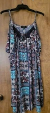 "Naif" Womens Dress Size XL  Sun Dress with Spagetti Straps and Drop Sleeves