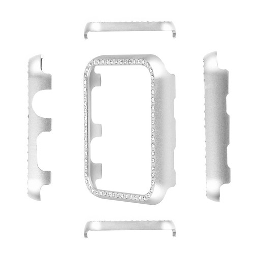 Funda delgada de metal de aluminio diamantes para Apple Watch Series 7 6 5 4 3 2 - Imagen 20 de 35