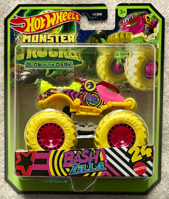 Hot Wheels 2024 Monster Trucks Glow in the Dark BASHzilla #HVH81 1:64 Scale