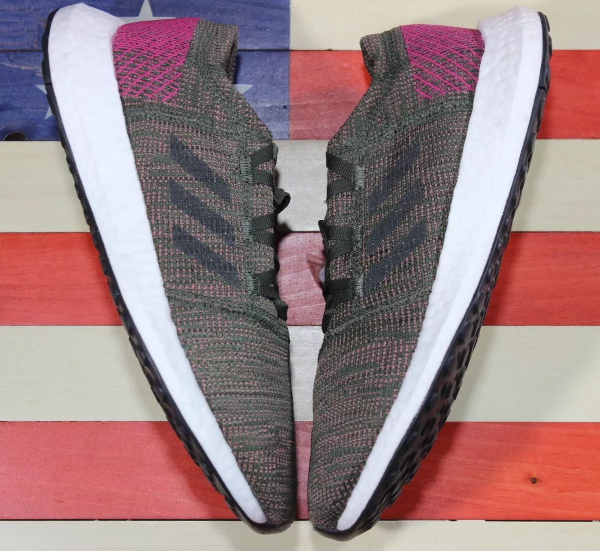 Adidas Pure boost Go Womens Boost Running Shoe Cargo Green Maroon eBay