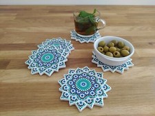 Set de 6 Sous-Verre en Porcelaine avec Motifs Zellige Marocain - Boîte de 6