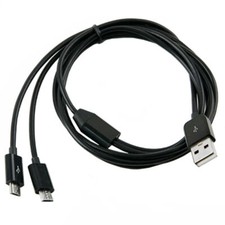 Image of USB 2.0 A to Dual Micro 5Pin Data Charging Cable Y Splitter | Male to Male - 1m